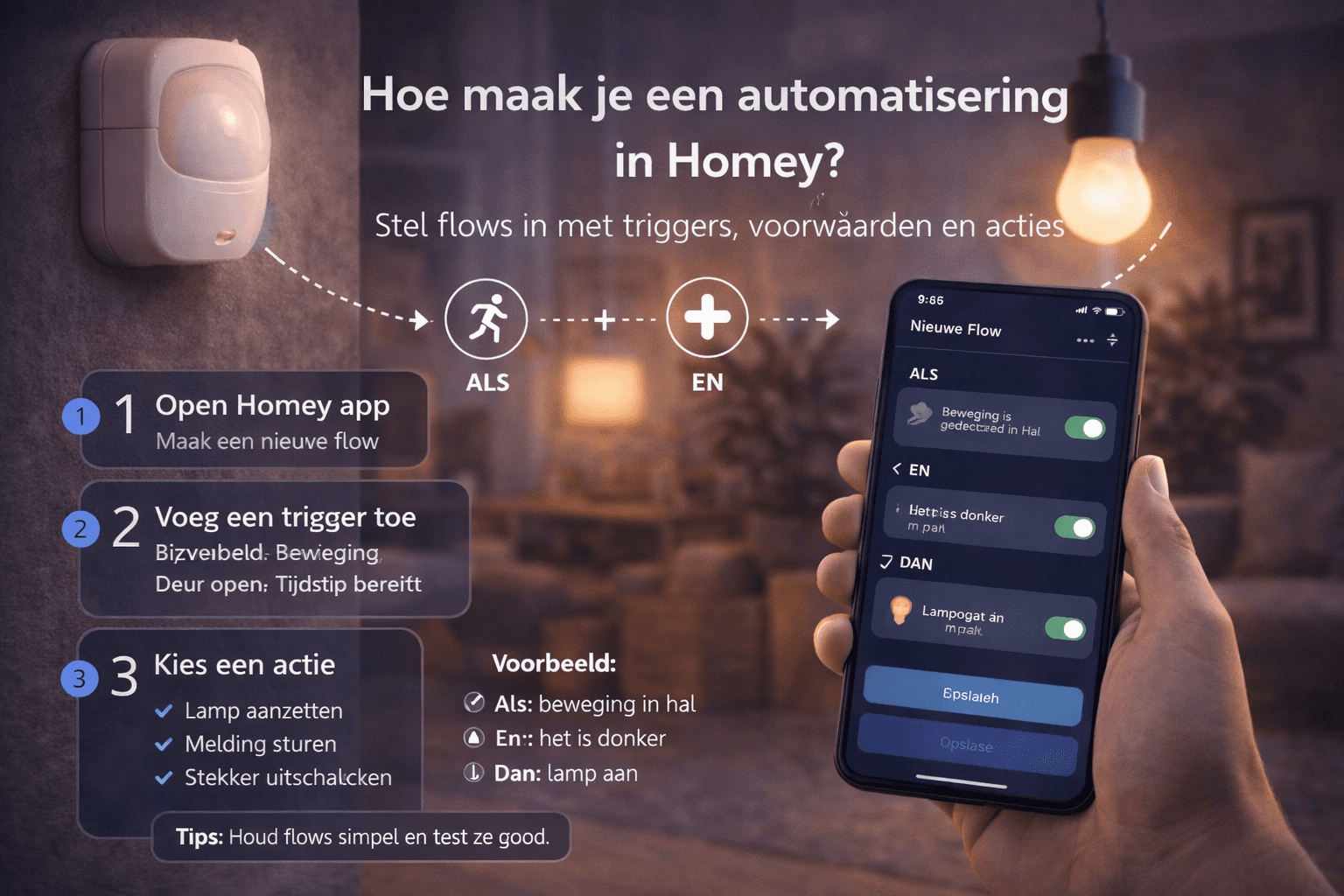 Hoe maak je een automatisering in Homey? (flows stap voor stap)