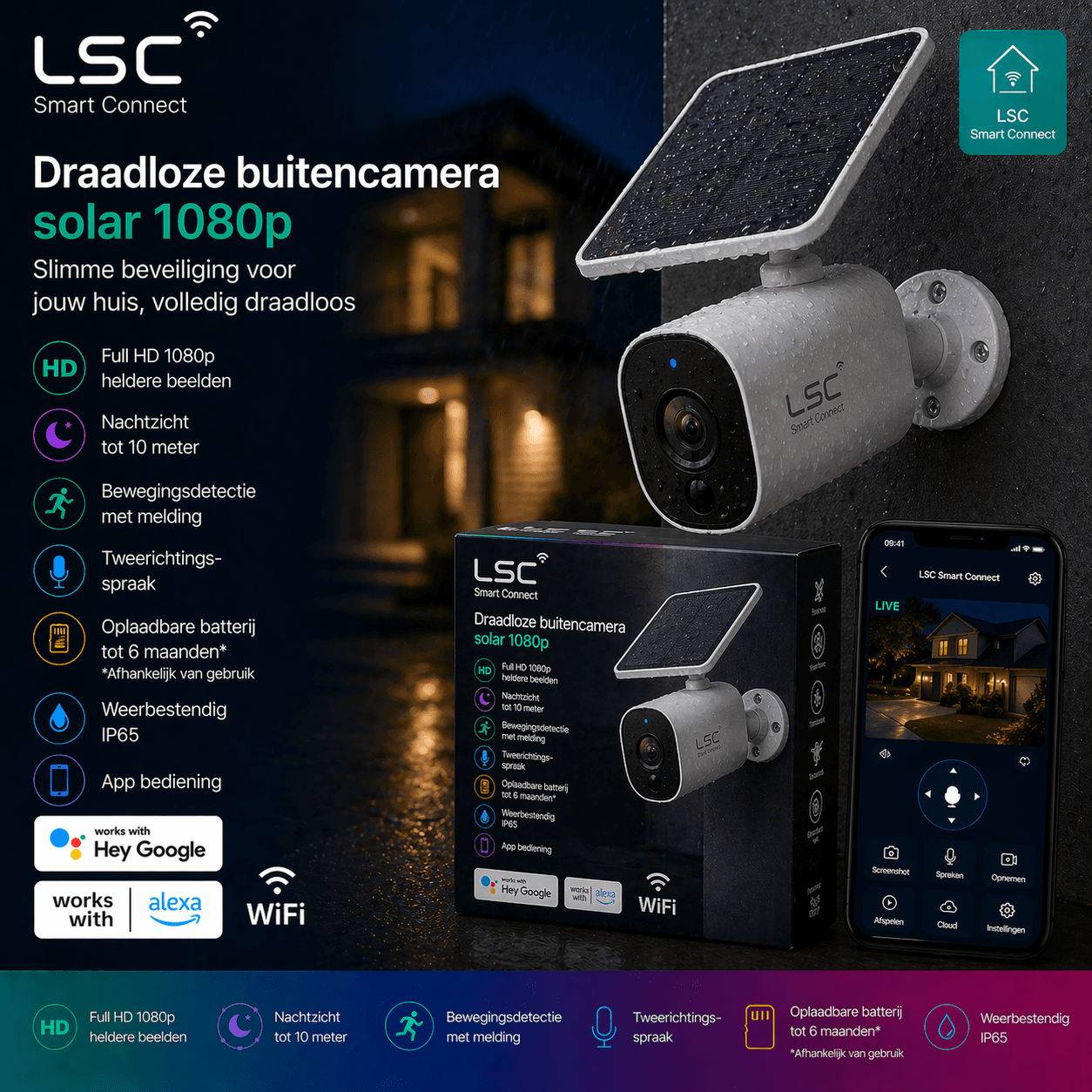 LSC Draadloze Solar Buitencamera — geen kabel nodig