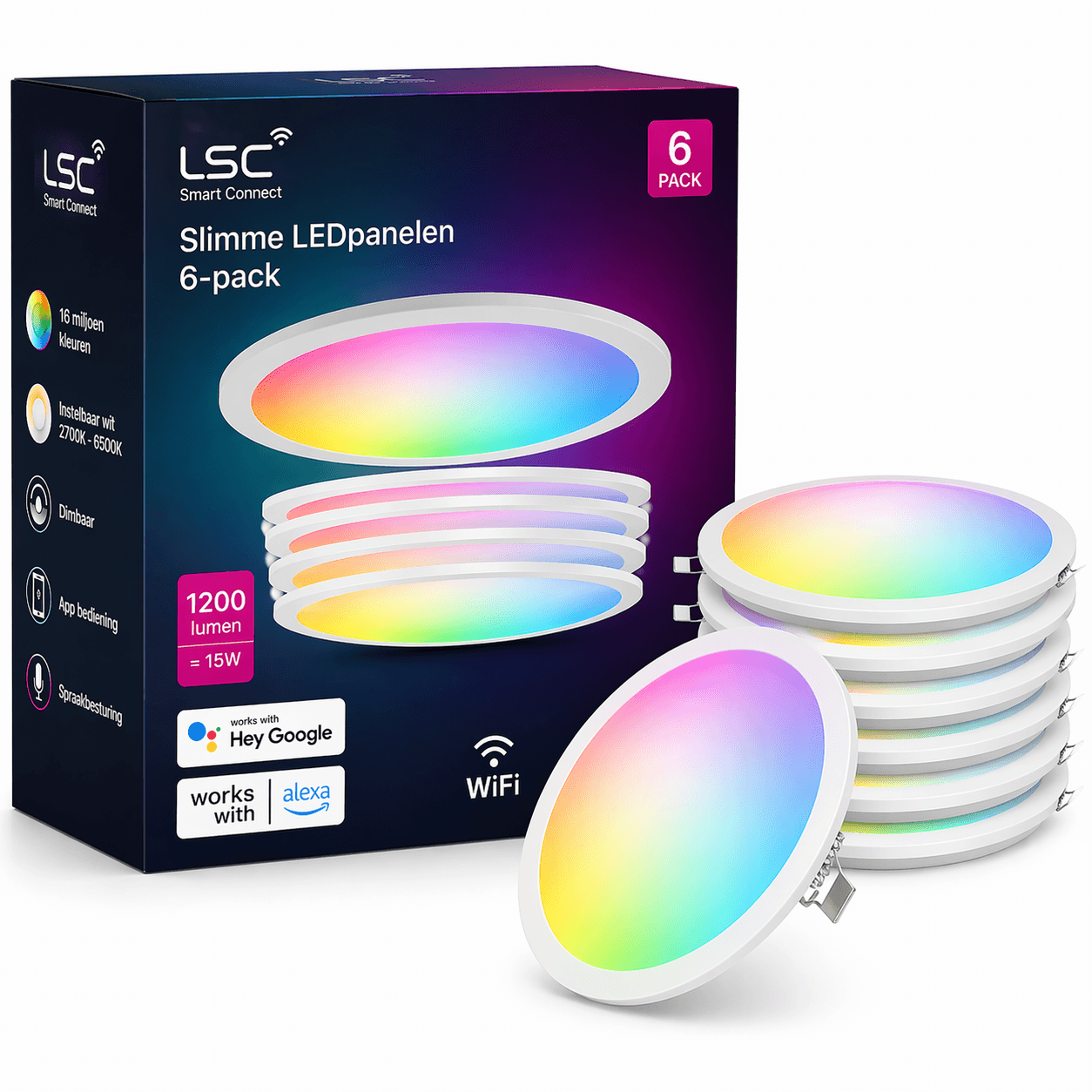 LSC Slimme Ledpanelen 6-pack — muurpanelen met RGB