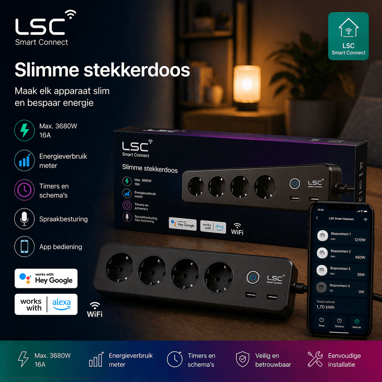 LSC Slimme Stekkerdoos — meerdere apparaten slim