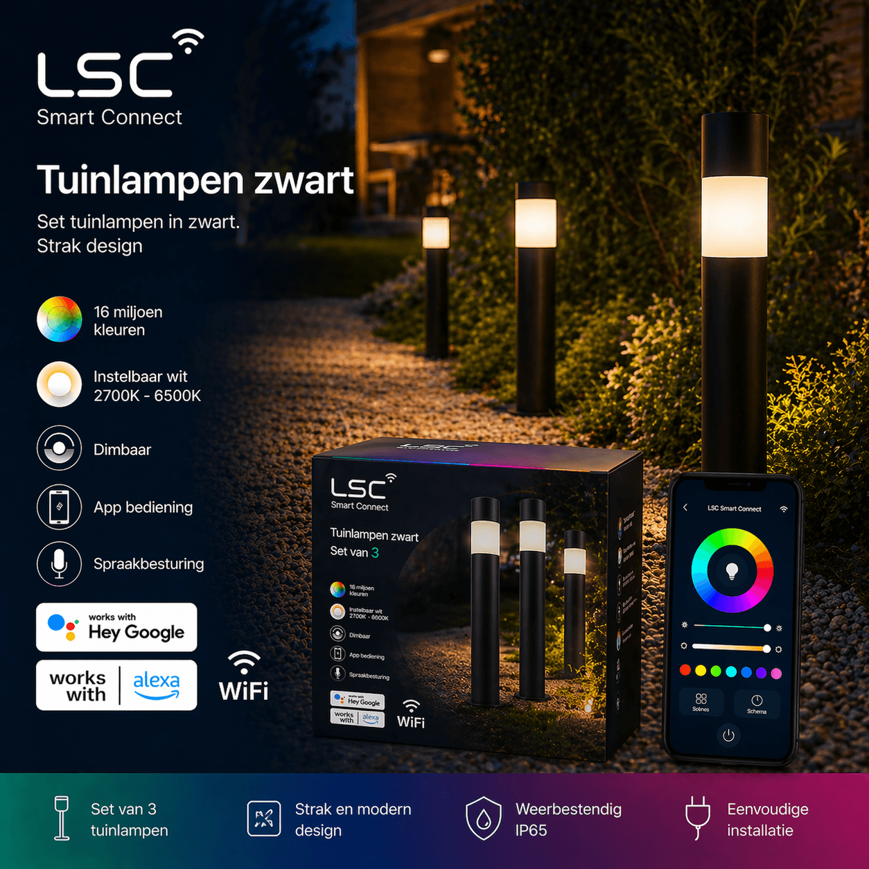 LSC Tuinlampen Zwart — sfeervol langs het pad