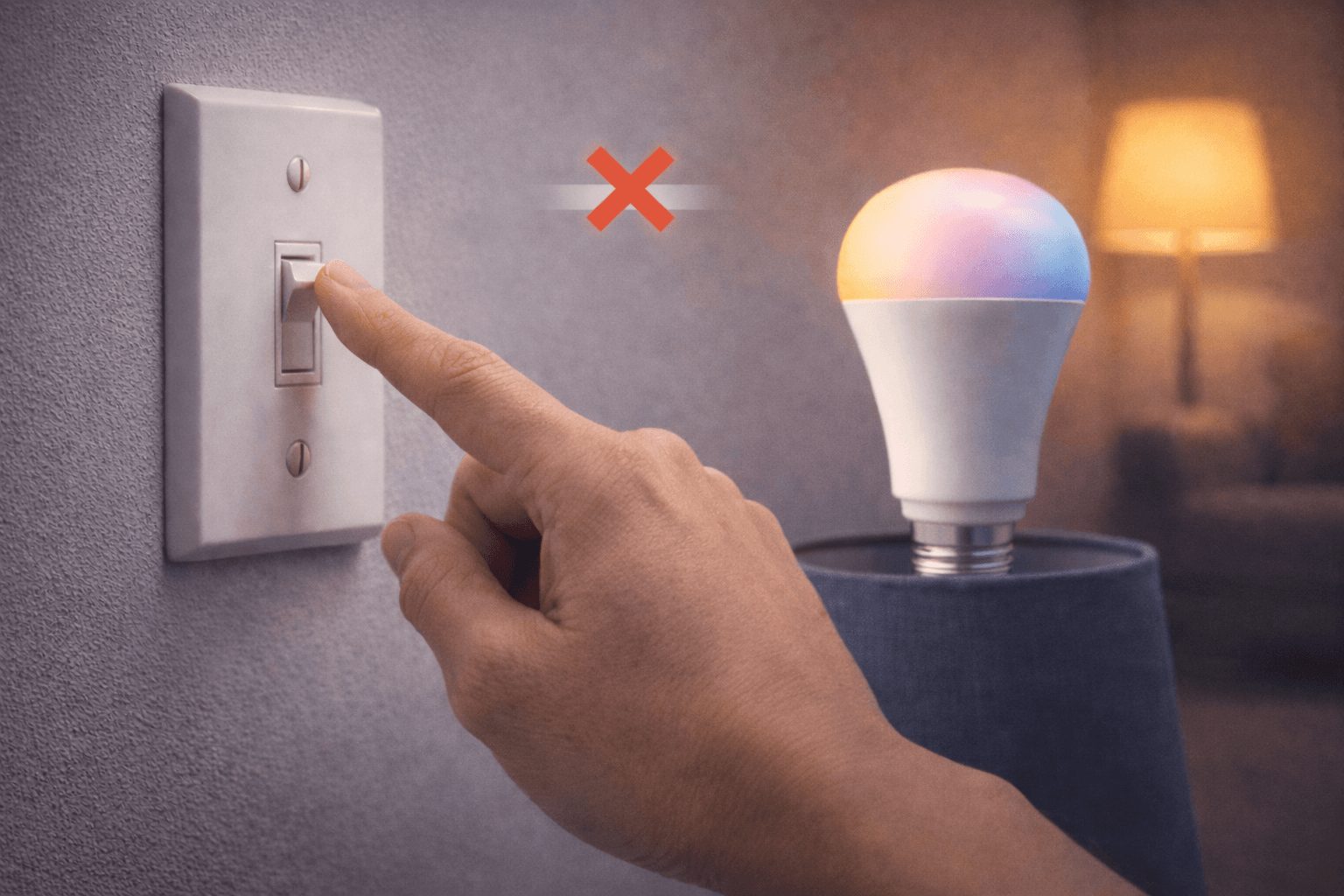 Slimme lamp werkt niet met schakelaar